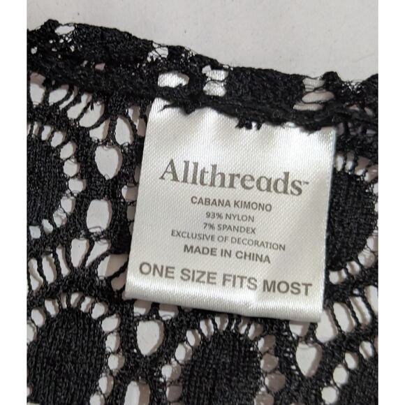 Allthreads Cover up Sz 4-12 Black bobble fringeBust to 40"Lace+ tassels Nylon/sp - Picture 2 of 6